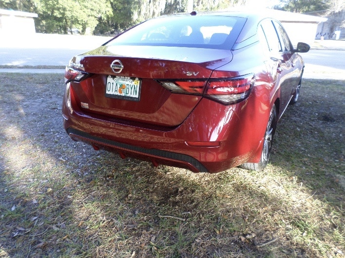 Back of red nissan sentra