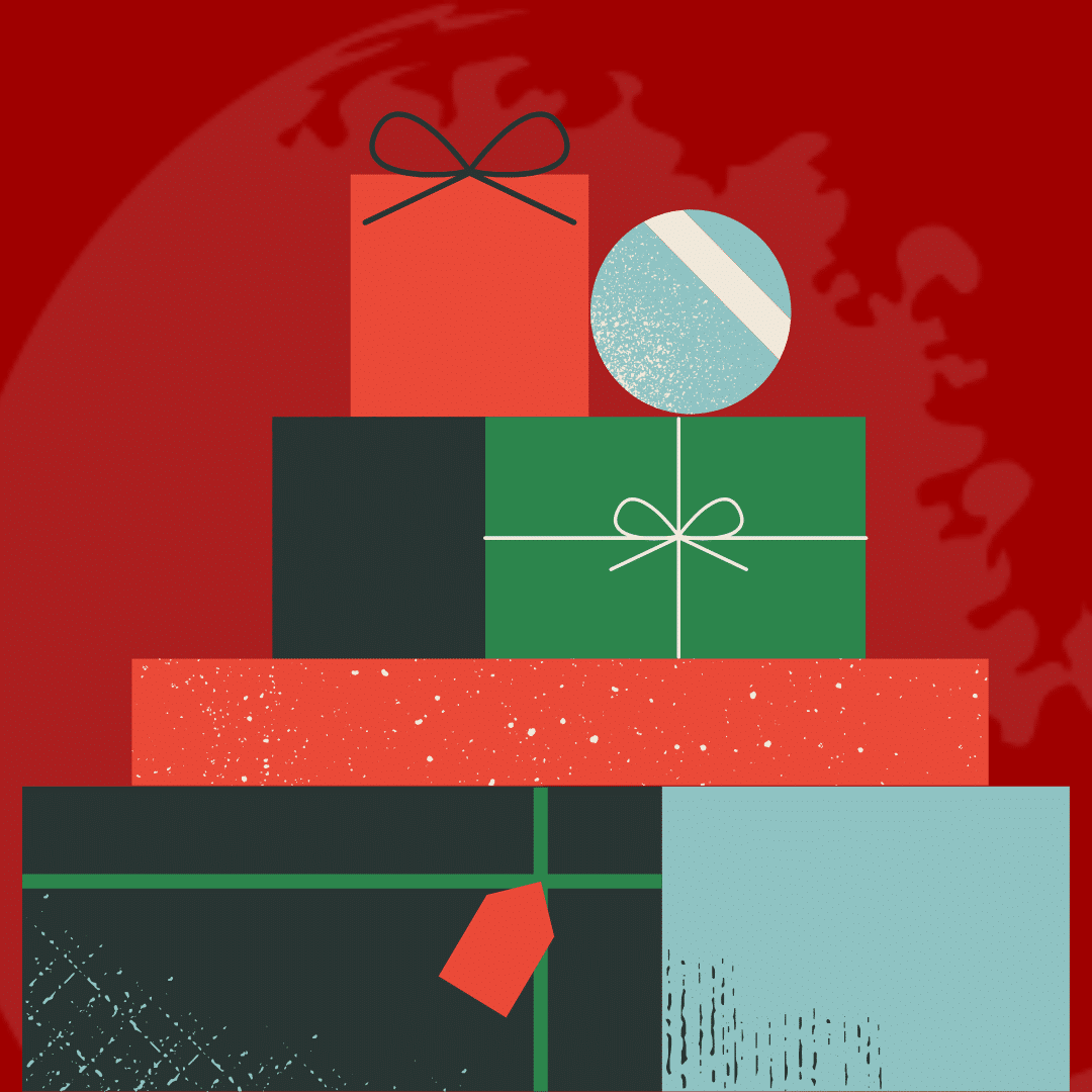 Presents on a red background