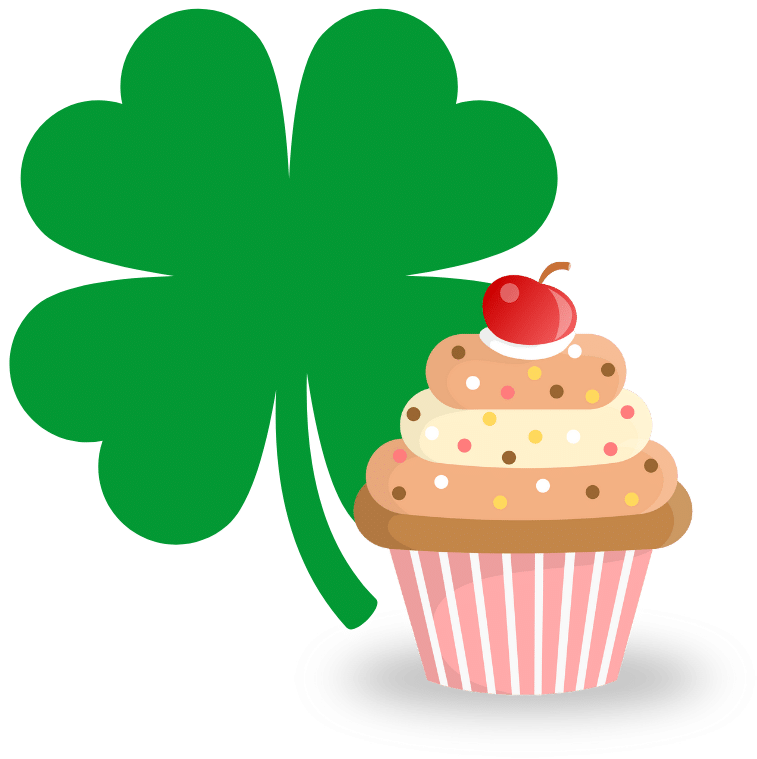 Four leaf clover with cupcake